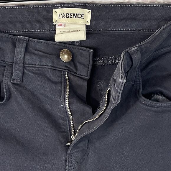 L’Agence SZ 26 Margot Skinny Jeans High-Rise Stretch Pockets Zip Stingray Gray - Picture 7 of 10